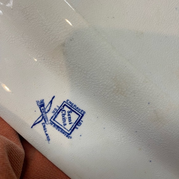 Vintage Ridgeway & Co England stamped blue and white chinoiserie Platter serving - Picture 8 of 9